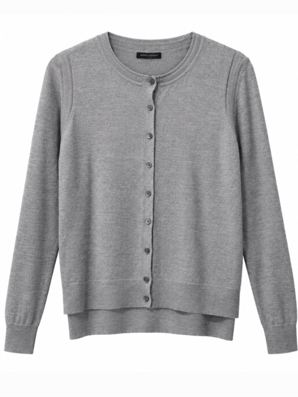 Banana Republic Heather Gray Button-Up Crew Cardigan